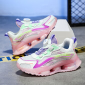 Jauni divu tīklu bērnu moderni ikdienas sporta apavi, balti apavi, grozāma sprādze