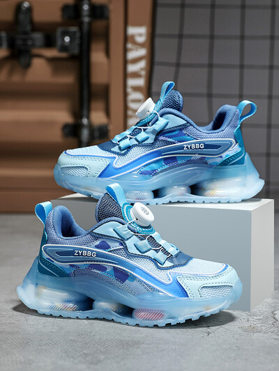 Jauni divu tīklu bērnu moderni ikdienas sporta apavi, balti apavi, grozāma sprādze