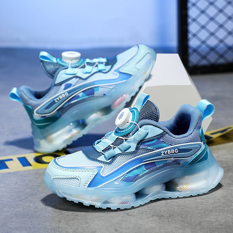 Jauni divu tīklu bērnu moderni ikdienas sporta apavi, balti apavi, grozāma sprādze