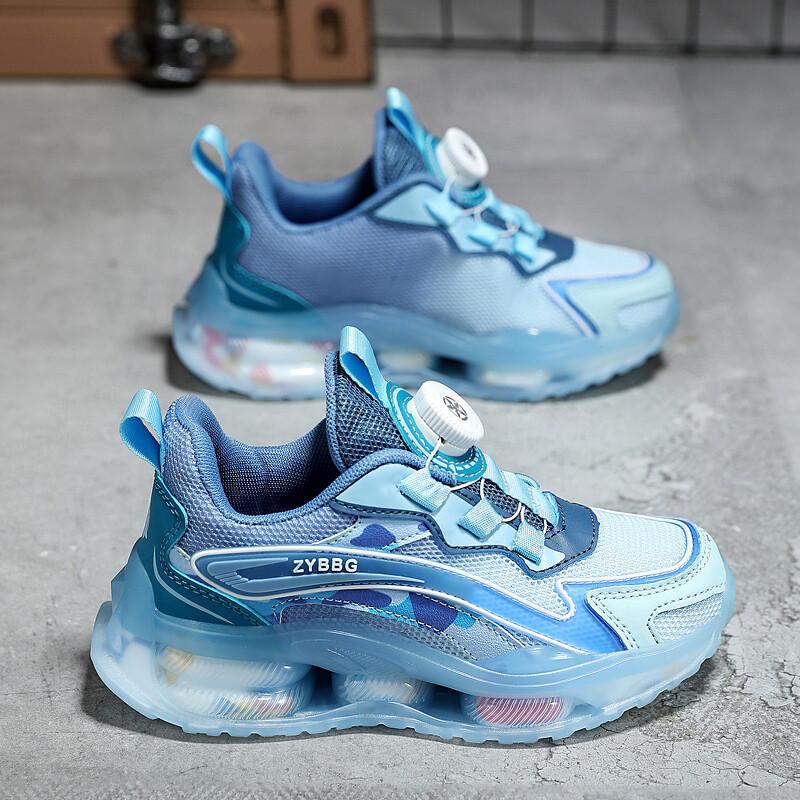 Jauni divu tīklu bērnu moderni ikdienas sporta apavi, balti apavi, grozāma sprādze