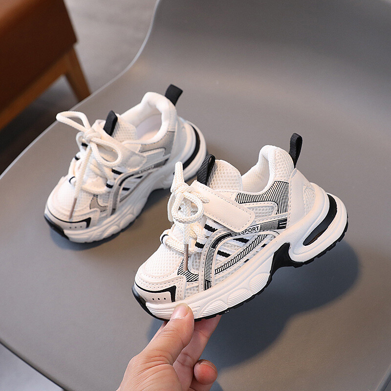 Bērnu sieta elpojoši sporta apavi Viegli, daudzpusīgi zīdaiņu zēniem meitenēm zīdaiņu ikdienas apavi Pavasara rudens bērnu skriešanas apavi