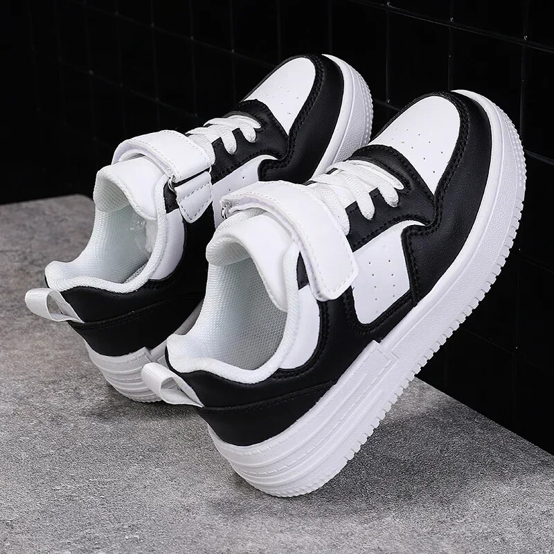 Lastejalatsid Tüdrukute Tossud Valged Must Roosad Lamedad Rulatossud 6–12 a. Lastele vabaaja nahast spordijalatsid tüdrukutele