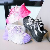 Elpojošas gradienta krāsas bērnu sporta apavi Elpošas, kuplas kedas meitenēm un zēniem ar zvaigžņu rotājumu