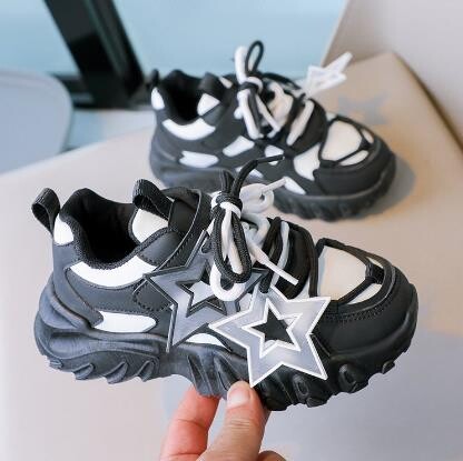 Elpojošas gradienta krāsas bērnu sporta apavi Elpošas, kuplas kedas meitenēm un zēniem ar zvaigžņu rotājumu