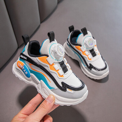 Обувки за момичета Дебела подметка Удобни маратонки С въртящи се копчета Спортни обувки за момчета Развлекателни дишащи леки маратонки за деца