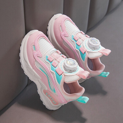 Обувки за момичета Дебела подметка Удобни маратонки С въртящи се копчета Спортни обувки за момчета Развлекателни дишащи леки маратонки за деца