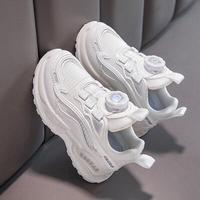 Обувки за момичета Дебела подметка Удобни маратонки С въртящи се копчета Спортни обувки за момчета Развлекателни дишащи леки маратонки за деца