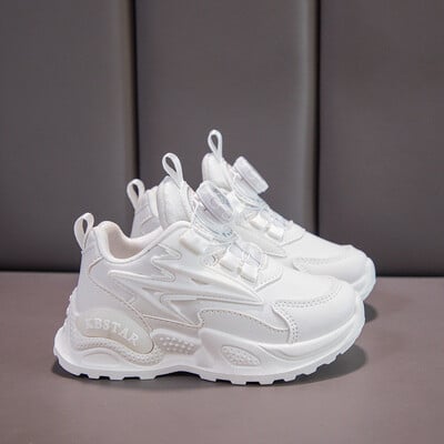 Обувки за момичета Дебела подметка Удобни маратонки С въртящи се копчета Спортни обувки за момчета Развлекателни дишащи леки маратонки за деца