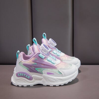 Обувки за момичета Дебела подметка Удобни маратонки С въртящи се копчета Спортни обувки за момчета Развлекателни дишащи леки маратонки за деца