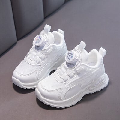 Обувки за момичета Дебела подметка Удобни маратонки С въртящи се копчета Спортни обувки за момчета Развлекателни дишащи леки маратонки за деца