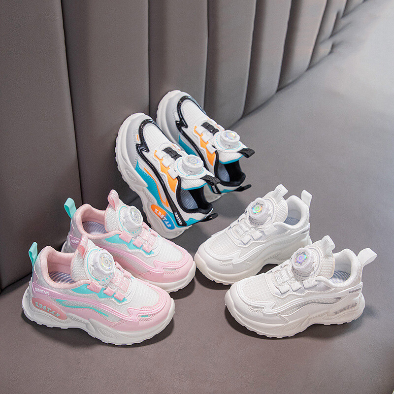 Обувки за момичета Дебела подметка Удобни маратонки С въртящи се копчета Спортни обувки за момчета Развлекателни дишащи леки маратонки за деца