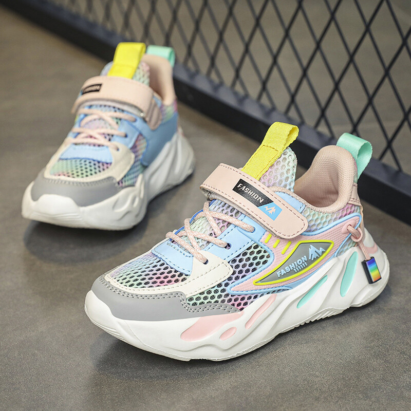 2024. aasta moodsad roosad tossud tüdrukute võrgust hingavad lastejalatsid Tüdrukute jooksujalatsid Suvised laste spordijalatsid tüdrukutele Tennis