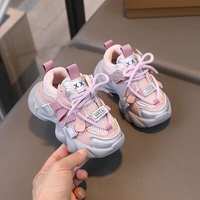 Pantofi pentru copii, cu plasă, respirabili, pentru fete, pentru băieți, cu talpă moale, anti-alunecare, pantofi de alergare, în stil coreean, pantofi pentru copii