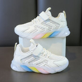 Lastejalatsid võrktossud Moodsad hingavad vikerkaaretallaga sportlikud jooksujalatsid Tüdrukutele vabaajaspordijalatsid Õuetennise treenerid