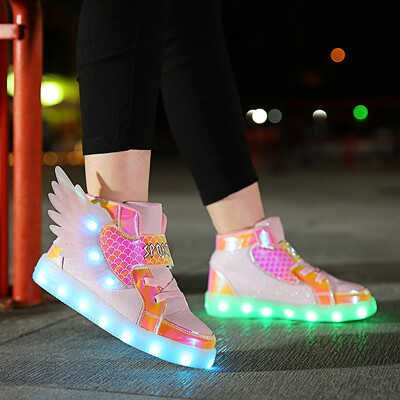 Gaismas Bērnu apavi Modes Ielu Hip-hop Meitenes Zēni Mirgojošas kedas USB Uzlādējami Skeitborda Apavi Ikdienas sporta apavi