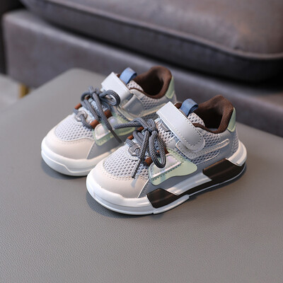 Detské sieťované priedušné tenisky na plochom podpätku na leto 2022, elegantné dizajnérske detské topánky pre chlapcov, sivé tenisky, ružové športové topánky pre dievčatá.