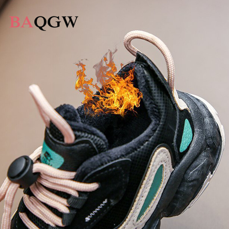 Bērnu sporta kedas vasara/ziema meitenēm zēniem mode ikdienas skriešanas trenažieri kupli sporta kurpes bērniem apavi silta kažokāda bieza zole