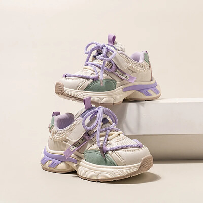 Laste vabaaja tossud poistele Tüdrukutele Mood Kevad-Sügis Õhkvõrgust hingav paelad Kvaliteetsed pehmed spordijooksujalatsid