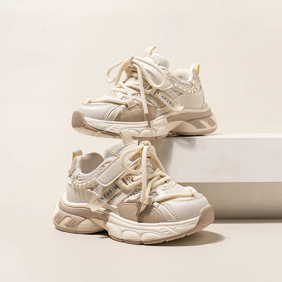 Laste vabaaja tossud poistele Tüdrukutele Mood Kevad-Sügis Õhkvõrgust hingav paelad Kvaliteetsed pehmed spordijooksujalatsid