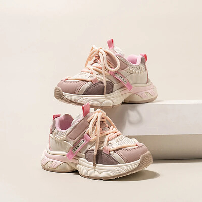 Laste vabaaja tossud poistele Tüdrukutele Mood Kevad-Sügis Õhkvõrgust hingav paelad Kvaliteetsed pehmed spordijooksujalatsid