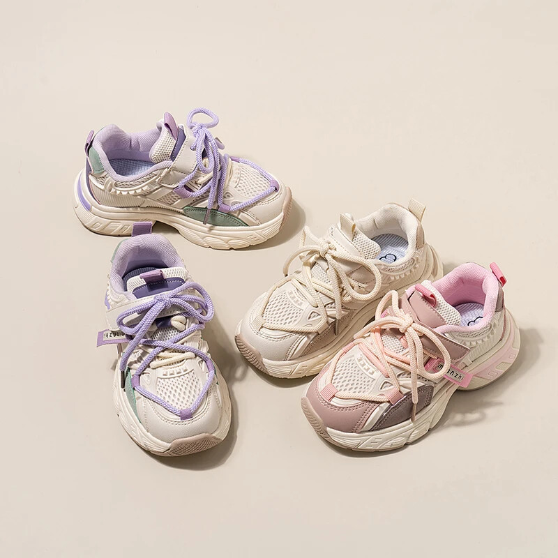 Laste vabaaja tossud poistele Tüdrukutele Mood Kevad-Sügis Õhkvõrgust hingav paelad Kvaliteetsed pehmed spordijooksujalatsid