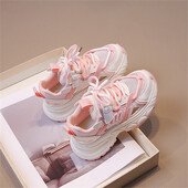 Mrežaste prozračne ležerne cipele za dječake s ukrasom na vezanje u tri boje, proljetne i jesenske sportske ležerne cipele za djevojčice