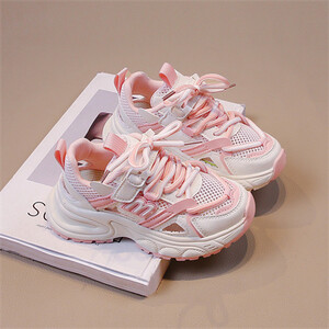 Mrežaste prozračne ležerne cipele za dječake s ukrasom na vezanje u tri boje, proljetne i jesenske sportske ležerne cipele za djevojčice