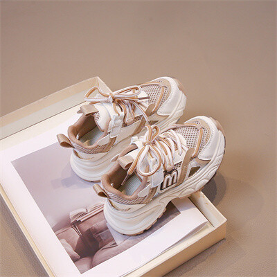 Mrežaste prozračne ležerne cipele za dječake s ukrasom na vezanje u tri boje, proljetne i jesenske sportske ležerne cipele za djevojčice