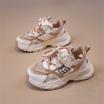 Mrežaste prozračne ležerne cipele za dječake s ukrasom na vezanje u tri boje, proljetne i jesenske sportske ležerne cipele za djevojčice