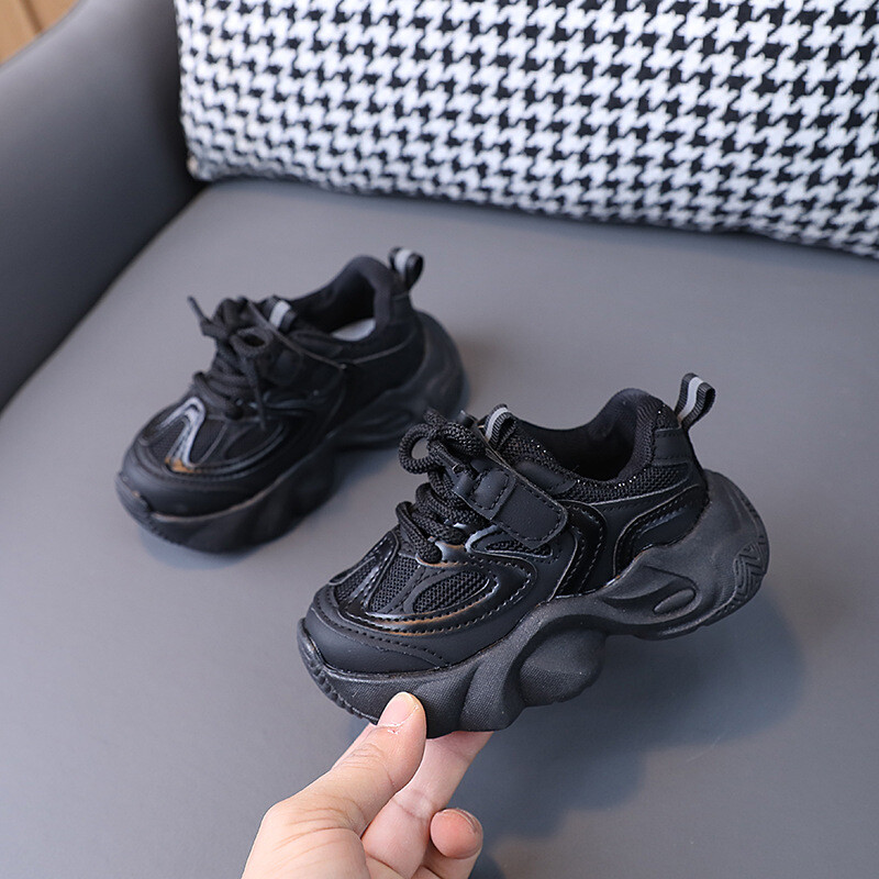 Бебешки масивни обувки Спортни обувки за момичета Прохождащо момче Модни едноцветни маратонки 1-6 години Детски ежедневни дишащи обувки H03212