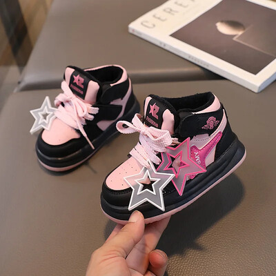 Laste tossud Sügis Talv Poisid Tüdrukud Velet Voodriga Soojad Spordijalatsid Armsad Star Kingad Väikelapse Libisemiskindlad Kõndimisjalatsid