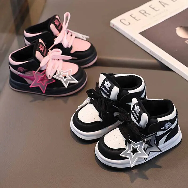 Laste tossud Sügis Talv Poisid Tüdrukud Velet Voodriga Soojad Spordijalatsid Armsad Star Kingad Väikelapse Libisemiskindlad Kõndimisjalatsid