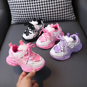Модни обувки за момичета Розови детски маратонки на платформа Есенни меки подметки Неплъзгащи се детски обувки за момчета Спортни обувки за тенис с дебела подметка