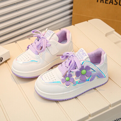 2024. aasta kevade väikeste tüdrukute lilled tossud lastele Korea tuulekinnitusega libisemiskindlad ümara varbaga magusad printsessi spordijalatsid jooksmiseks