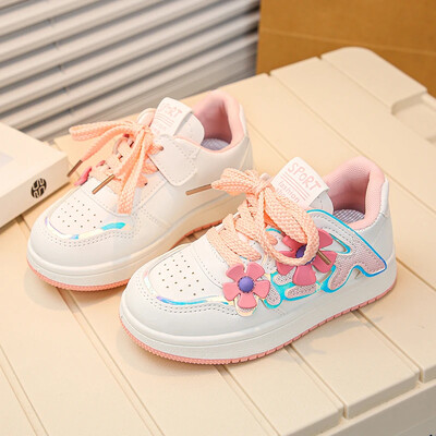 2024. aasta kevade väikeste tüdrukute lilled tossud lastele Korea tuulekinnitusega libisemiskindlad ümara varbaga magusad printsessi spordijalatsid jooksmiseks