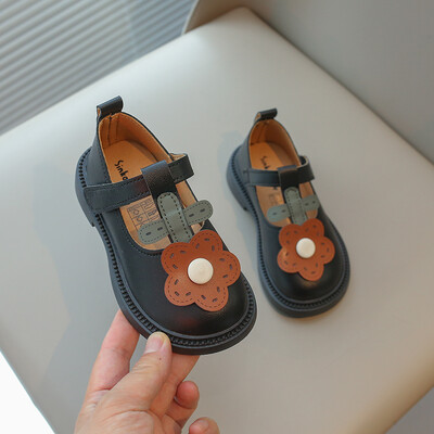 Tüdrukutele Nahast kingad Laste T-rihmaga lamedad magusate lilledega Väikelapsed Laste Lasteaed Kooli Printsessi Moekingad pehmed