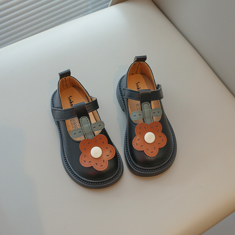 Tüdrukutele Nahast kingad Laste T-rihmaga lamedad magusate lilledega Väikelapsed Laste Lasteaed Kooli Printsessi Moekingad pehmed