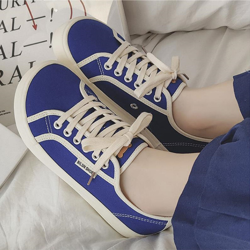 Pantofi de pânză de designer pentru femei Pantofi cu vârf lat Pantofi cu șireturi 2024 Fete Pantofi roșu albastru Tenis pentru fete Pantofi de tenis