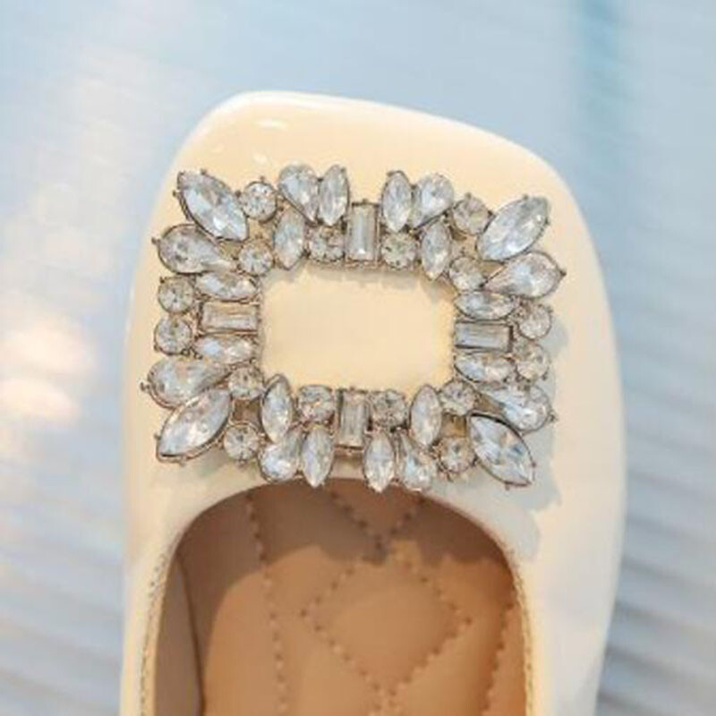 Proljeće jesen, dječje cipele za djevojčice, kožne cipele, modne ravne pete s dijamantima, cipele za novorođenčad za djevojčice, crvene, crne