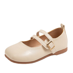 Кожени обувки с квадратни пръсти и нехлъзгаща се мека подметка за момичета, кафяви/бежови, нови PU ежедневни обувки за момичета 2024, пролет и есен, размер 23-33