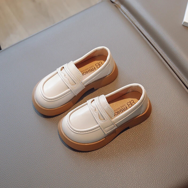 Meiteņu ādas apavi ballītēm kāzām, vienkārši, vienkrāsaini, melni, bērnu apavi, Apvienotās Karalistes formas skolas apavi, 2023. gada četru sezonu