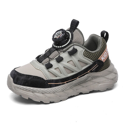 Παιδικά αντιολισθητικά παπούτσια ορειβασίας εξωτερικού χώρου για αγόρια με περιστρεφόμενη αγκράφα Δερμάτινα μοντέρνα casual παπούτσια Μαθητικά αθλητικά παπούτσια για τρέξιμο