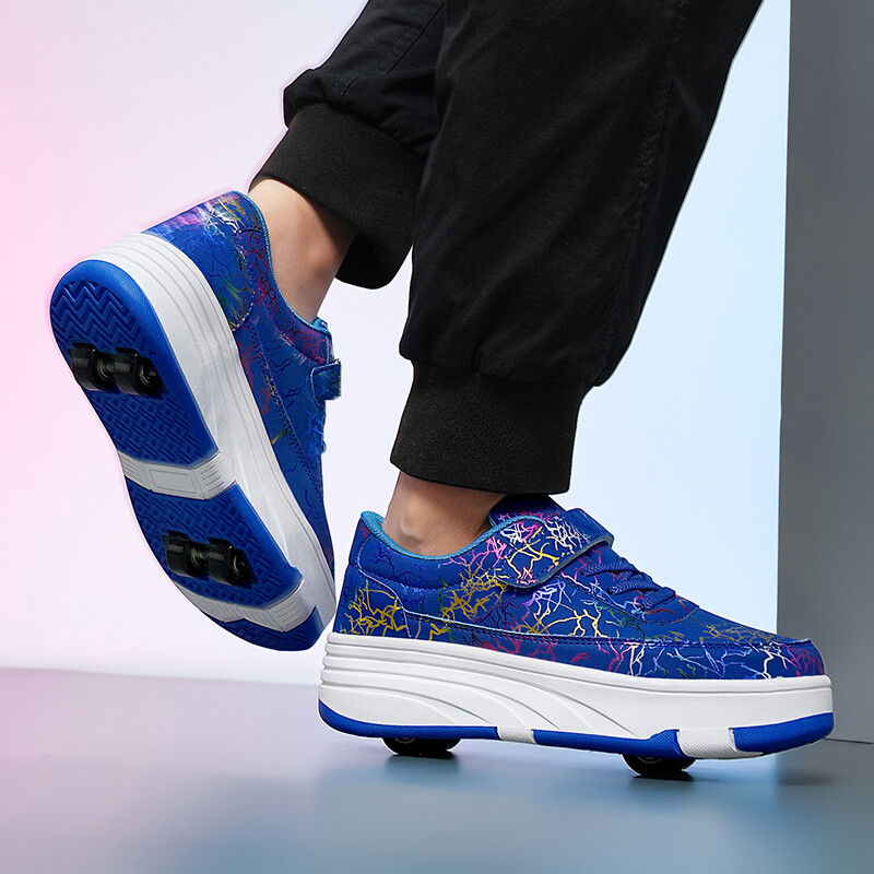 4 kerekű, kettős felhasználású görkorcsolya levehető kerekekkel, gyerekcipők, kerekes fiú- és lánycipők, gyorskorcsolya