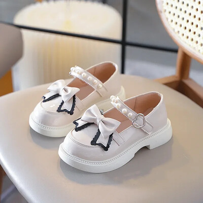 Δερμάτινα παπούτσια για κορίτσια Princess Άνοιξη φθινόπωρο Μαύρα Παιδικά φλατ Μόδα Γλυκά Παιδικά Παπούτσια Mary Jane Παπούτσια με γυαλιστερό χοντρό πάτο