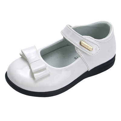 Tüdrukute nahast jalatsid peopulmadeks, ühevärvilised lasteprintsesside esituskingad vöörisõlmega Ühendkuningriigi laste koolikingad