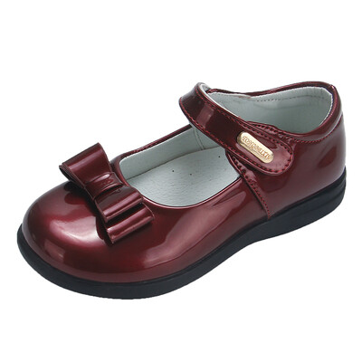 Tüdrukute nahast jalatsid peopulmadeks, ühevärvilised lasteprintsesside esituskingad vöörisõlmega Ühendkuningriigi laste koolikingad