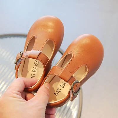 0–6-aastased Väikeste tüdrukute kingad aastaringselt lastele Oxfordi moodsad T-rihmaga laste PU-nahast kingad tüdrukutele Roosa, valge, must