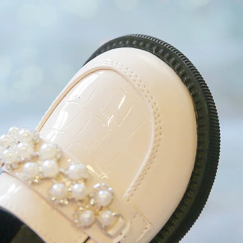 Bērnu poliuretāna apavi Pavasara Rudens Mode Meiteņu Pērles Ikdienas Princeses Dzīvokļi Mīksti Loafers Vienkārši Bērnu Melns Bēšs