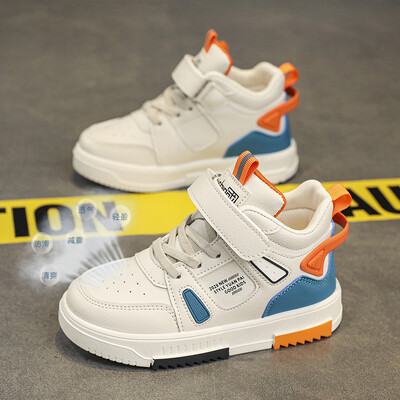 Детски спортни обувки Високи маратонки за момчета и момичета Кожени водоустойчиви неплъзгащи се спортни обувки Детски ежедневни обувки за прохождане