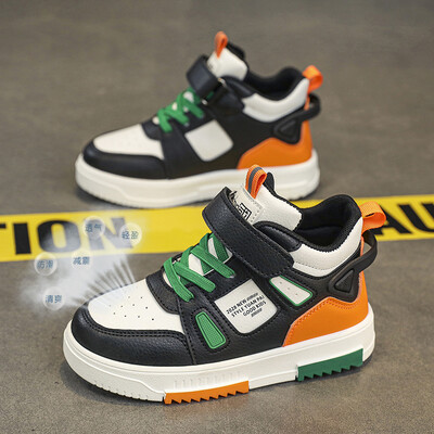 Детски спортни обувки Високи маратонки за момчета и момичета Кожени водоустойчиви неплъзгащи се спортни обувки Детски ежедневни обувки за прохождане